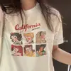 Nueva Camiseta de Verano de Manga Corta para Mujer 2026, Diseño de Estampado de Dibujos Animados Retro Americano, Top Holgado de Manga Media de Nicho