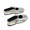 Mules Wanwanfeng Mary Jane de Punta Cerrada para Mujer, 06 Otoño Nueva Moda Zapatos de Cuero Individuales Bajos y Sandalias