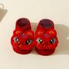 Calcetines de Piso Rojos de Año Nuevo de Dibujos Animados Tridimensionales para Niños Bebé Calcetines Antideslizantes para Bebé Calcetines Festivos tipo Barco