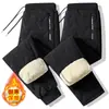 Pantalones de algodón ultrasónicos transfronterizos, pantalones casuales de algodón con borrego de invierno para hombre, talla grande, casual, holgados, forrados de polar, pantalones de correr engrosados