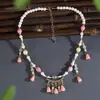 Nuevo collar de cuentas Hanfu antiguo estilo chino, collar ultra-fairy de flor rosa, accesorio de cuello vintage elegante para mujer