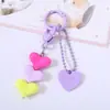 Lindo Colgante de Corazón de Resina Llavero con Cuentas Encanto Etiqueta de Corazón Colorida Adornos Accesorios Decoración de Empaque para Bolsas Dulces