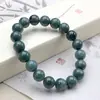Pulseira de Contas Redondas de Jade Azul Natural para Venda por Atacado, Joia de Pulseira de Jade de Grau A para Homens e Mulheres, Presente de Dia das Mães