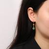 Aretes de carácter s9225 plata esterlina chapados en oro incrustados con cuentas redondas de Jaspe aretes de personalidad simple