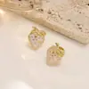 Pendientes de Acero Inoxidable 304 con Esmalte de Fresa Colorido Transfronterizos, Pendientes Elegantes con un Toque Sencillo y de Alta Gama, Joyería al por Mayor