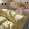 Juego de Cama Estilo Ins, Juego de Cuatro Piezas de Algodón Lavado, Funda de Edredón, Sábana Bajera, Funda de Edredón, Dormitorio de Estudiantes, Juego de Tres Piezas para Cama Individual