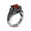 Anillo de calavera creativo nuevo con gema de circonita azul diamante joyería de estilo punk europeo y americano
