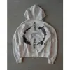 Sudadera con capucha tipo chaqueta, de manga larga, con cremallera, bordada, de bloques de color, estilo Y2K, holgada, retro, sudadera con capucha, de moda, para streetwear