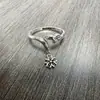 Anillo de Zorro Flor de Ciruelo para Hombre, Plata Tailandesa Vintage Desgastada, Anillo Abierto Animal Personalizado, Anillo de Zorro Versátil de Moda