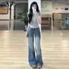 Jeans de campana retro para mujer, nuevo estilo verano 2026, tiro bajo, corte holgado, adelgazantes, no ajustados, pantalones de pierna recta