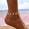 Tornozeleiras Europeias e Americanas, Estilo Praia Boêmio, Acessórios para Pés Personalizados, Metal Simples, Turquesa, Miçangas de Arroz, Strass, Argila Macia, Múltiplos Estilos