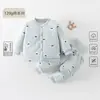 Pijama Infantil 120g Acolchado Otoño e Invierno Bebé Cintura Alta Conjunto Dividido Clase A Algodón Puro Ropa de Casa para Bebé Ropa Infantil Anyang