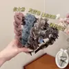 Faixa de Cabelo Colorida com Gradiente Primavera-Verão para Mulheres, Tela com Dentes, Nova Faixa de Cabelo de Coroa Alta para Lavar o Rosto, Design Plissado, Prática