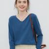Suéter de Lã de Alta Qualidade Pronto para Vestir com Decote V para Mulheres, Outono e Inverno 2026, Suéter de Corte Amplo, Camisa Básica Tricotada Lisa na Moda e Simples