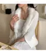 Capa de Pelúcia Quente para Outono e Inverno, Xale, Cardigan, Jaqueta de Tricô, Jaqueta com Gola de Pelo Feminina, Tamanho Grande, Solta, Atacado