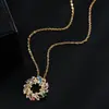 Diseño de Moda Transfronterizo Collar Colgante de Guirnalda de Flor Ojo de Caballo Colorido, Elegante y Novedoso, Regalo Personalizado para Niñas, Venta Directa del Fabricante