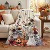 2026 Nueva Manta de Franela de Calabaza Fantasma Tema Personalizado de Halloween Manta para Sofá Manta Retro 3D