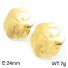 Pendientes de botón con patrón de rombos de acero inoxidable, bloque de color dorado y plateado, adornos redondos para la oreja, pendientes de lujo ligero de alta gama, resistentes al color