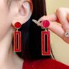 Brincos de Ano Novo de Agulha de Prata Vermelho Amor Feminino Nicho Brincos Festivos Simples Brincos de Moda Combinados Leves Luxo Senso de Alta Qualidade