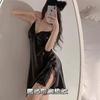 Camisola Sexy de Alcinha de Seda Gelada Pijama Fino Cor Sólida Renda Roupas Emocionais Boudoir Roupas de Casa