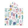 Capa con capucha y protección solar para playa para niños con forma de estrella de mar, toalla de playa para cambiarse, toalla de baño estampada portátil, albornoz