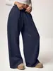 Suministro transfronterizo para los productos más vendidos de Amazon: Pantalones largos casuales de pierna ancha, ajuste holgado, con cordón, estilo europeo y americano, disponibles para venta al por mayor