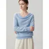 Suéter de cachemira con cuello barco estilo francés para mujer, manga murciélago, suéter holgado, básico de punto liso simple, top