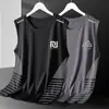 Novo Colete Esportivo de Secagem Rápida para Homens, Camiseta sem Mangas de Seda de Gelo Soltinha para Treinamento Físico, Corrida, Basquete, Regata Estilo Americano