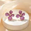 Pendientes Retro de Goteo de Aceite de Flor de Cuatro Hojas para Mujer, Elegantes, Sencillos, Versátiles, Modernos y Populares