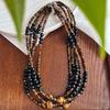 Collar cadena clavicular estilo retro nacional estilo Maillard ojo de tigre natural ágata negra natural joyería de atmósfera