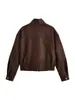 Para Comercio Exterior Transfronterizo Stock Listo Otoño 2025 Nuevo Ropa de Mujer Elegante y a la Moda Chaqueta de Mujer de Gamuza Marrón con Solapa