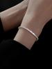 Collar de Cadena de Arena Flash de Acero Titanio para Mujer Lujo Niche Accesible Brillante Simple Pareja Masculina Cadena Lisa Plata Blanca Clavícula