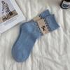 Meias de lã Fair Island para cachorros, meias vintage femininas de cano médio, meias japonesas de outono e inverno, quentes e espessas, meias Zhuji empilhadas
