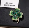 Broche de Trevo da Sorte Estilo Coreano Feminino Exquisito Retrô Zircônia Corsage Elegante Feminino Pin de Lapela para Terno
