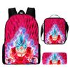 Mochila de Dragonball de Amazon para estudiantes de primaria y secundaria, mochila escolar de tres piezas, bolsa de hombro, bolsa para el almuerzo, estuche, una generación de cabello