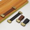 Cajón Armario Puerta Piel con Textura de Lichi Tirador Manija Zapatero Armario Agujero Único Mesita de Noche Manija de Piel PU Manija de Cuero Negro