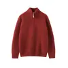 Suéter de cachemira para niños, suéter de cachemira con cuello alto y media cremallera para niños, camiseta básica acanalada gruesa para niñas