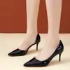 Pernas grossas saltos finos sapatos de salto único calçados externos femininos francês sexy bico fino boca rasa saltos altos 2026 verão outono novos sapatos femininos de tamanho grande