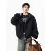 Sudadera con capucha de punto grueso estilo americano, talla grande para hombre, Otoño, Marca de tendencia, Holgada, Casual, Versátil, Ropa deportiva