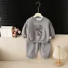 Conjunto Casual de Moda para Niñas de Primavera y Otoño, Conjunto Casual Informal Estilo Coreano para Niños con Mangas Abullonadas y Gato Kitty