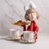 Figura Decorativa Boneca com Bandeja Resina 24cm x 18cm x 32cm - Wolff