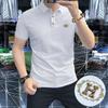 Polo de Calidad Sólida para Hombre LOGO Distintivo Manga Corta Llip Corte Ajustado 2025 Verano Nuevo Alta Gama Europeo Moderno Lujo Ligero