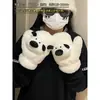 Luvas Femininas Outono e Inverno para Ciclismo à Prova de Frio Quentes Bonitas Pescoço Totalmente Cobertas Multidedos Estudante Neve Espessas Forradas com Lã Cachecol