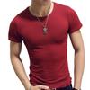 Camiseta de manga curta All-Match Modal masculina Slim-Fit Base Shirt Summer Ice Silk Tight Cor sólida White Sky Meia manga 2023