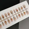 30 Peças de Unhas Portáteis T133/S284 Estampa de Leopardo Kt Oval Médio Novo de Alto Padrão Brilhante Olho de Gato Design de Gatinho Fofo