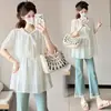 Ropa de Maternidad, Manga Corta de Verano Holgada Moda Estilo Coreano Versátil Reductor de Edad Camisa Babydoll para Mujeres Embarazadas