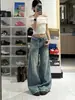 Venta Directa de Fábrica Jeans Rectos Vintage Desgastados para Mujer, Tallas Grandes, Petite, Tipo Pera, Pantalones Adelgazantes Ajustados de Pierna Ancha
