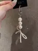 Llavero de Perlas y Lazo Dongdaemun Coreano Colgante de Bolso de Perlas de Alta Gama Encanto para Teléfono Estilo Ins para Mujer