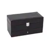 Caja de Relojes de Fibra de Carbono de Doble Capa Más Vendida Transfronteriza, Caja de Almacenamiento de Joyería y Relojes, Caja de Relojes de Doble Capa de 4 Ranuras al por Mayor