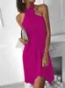 Ebay Amazon 2025 verano nuevo caliente sexy vestido de mujer cuello halter suelto irregular casual playa